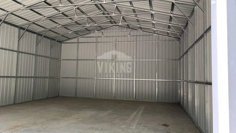 54x40x14 prefab shed row barn inside view