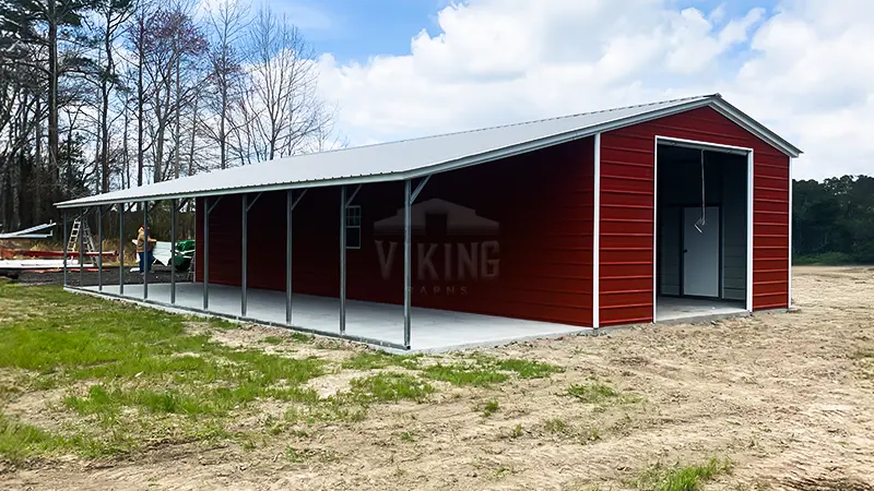 20x50x10 Fully Enclosed Metal Garage with Lean-to