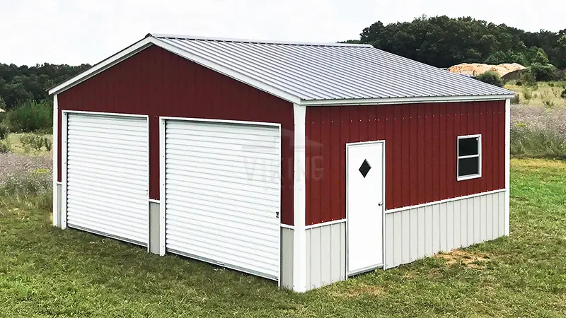 22x20x9 Vertical Two Car Steel Garage