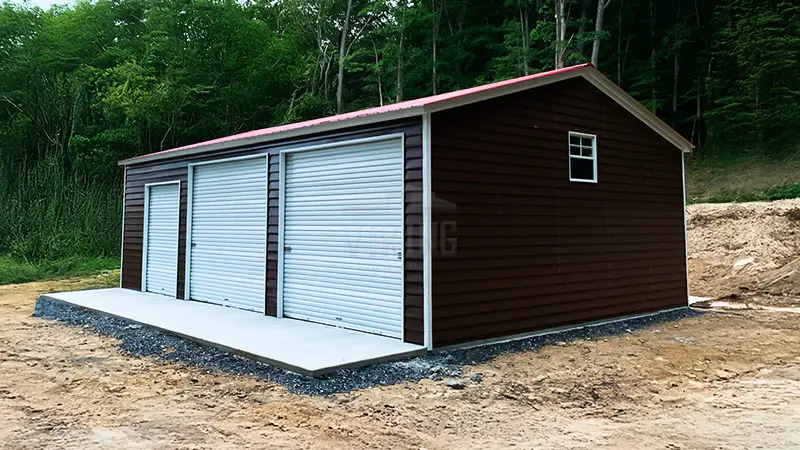 24x35x10-fully-enclosed-steel-garage-with-grid-window