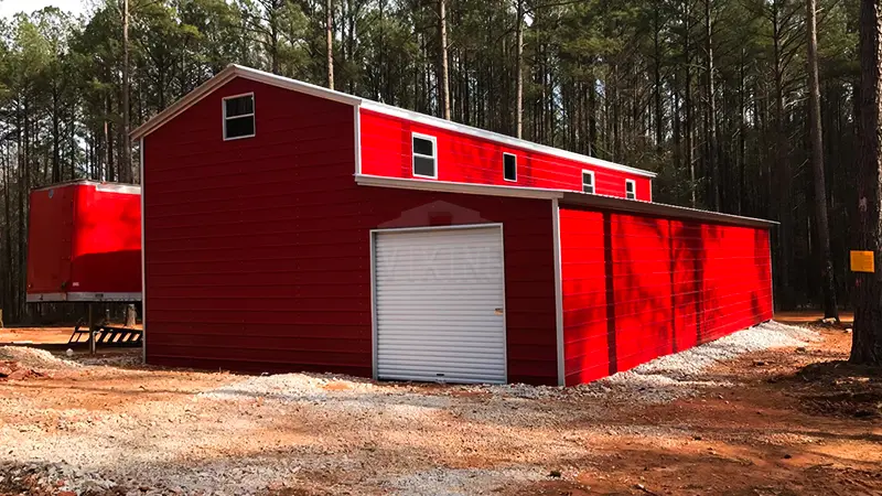 24x40x14 Utility Metal Garage with Lean-to